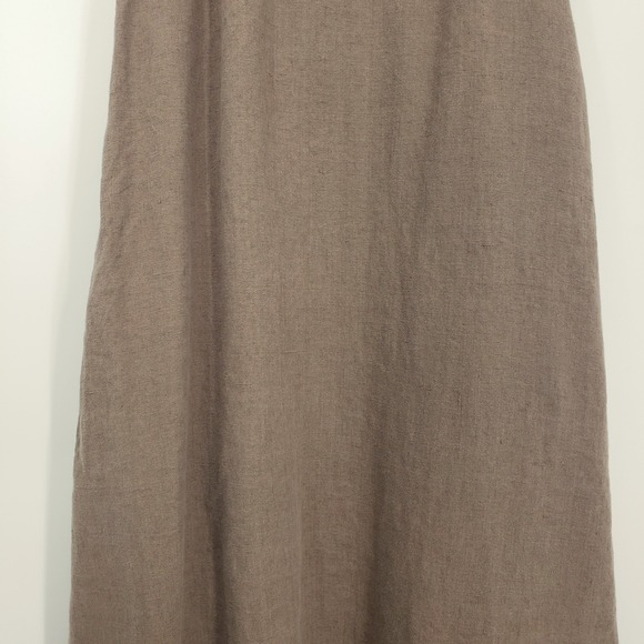 LINENFOX Linen Midi Dress XS Sleeveless Sundress A Line Casual Minimalist Taupe - Picture 5 of 10